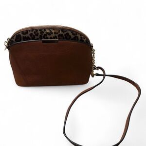 Elegant Brown Crossbody Bag with Leopard Detail